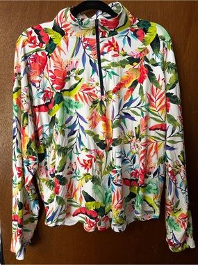 Lands' End Women's Plus Size SunShade UPF 50 Quarter Zip Rash Guard